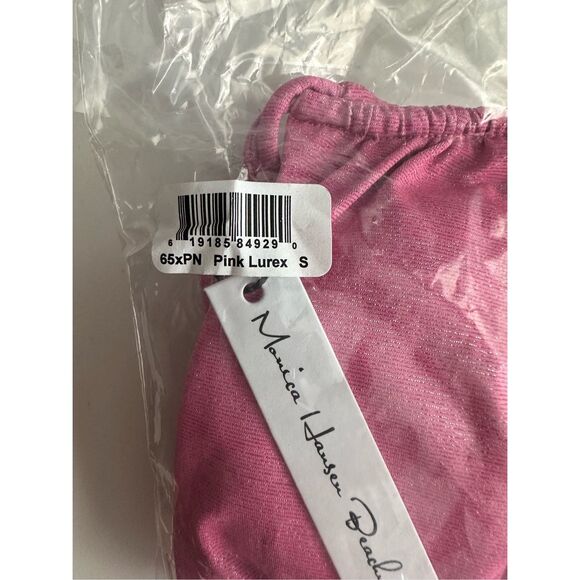 NWT Monica Hansen Beachwear Lurex Halter Bikini Top & Bottom 2Pc Set Pink Small - Picture 6 of 7